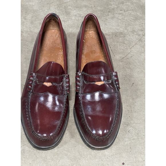 GH Bass Weejuns Classic Logan Leather Penny Loafers Burgundy Mens Sz 10 D 1893 - Picture 1 of 11